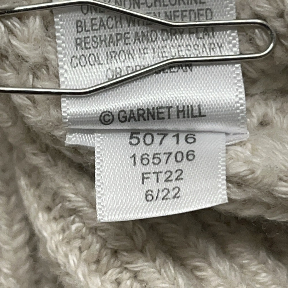 Garnet‎ Hill Cable Knit Wool Linen Sweater Beige Pullover Mock Neck Soft Large - Picture 9 of 10